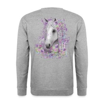 Horse Watercolor Horse Motif - Unisex Sweatshirt - salt & pepper - Back - Michal (187cm)