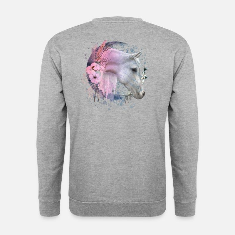 Pferdemotiv Reiten Pferde Geschenk - Unisex Pullover - Weißgrau meliert