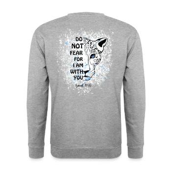 Religiöses Zitat Christliches Motiv - Unisex Pullover - Weißgrau meliert - Hinten - Michal (187cm)