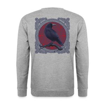 Rabe Krähe Keltisch - Unisex Pullover - Weißgrau meliert - Hinten - Michal (187cm)
