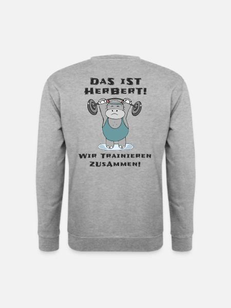 Das ist Herbert wir trainieren zusammen Krafsport - Unisex Pullover - Weißgrau meliert