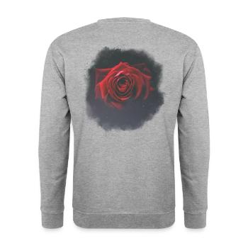 Red Rose - Unisex Pullover - Weißgrau meliert - Hinten - Michal (187cm)