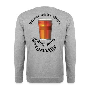 Unser letzter Wille - Noch mehr Promille - Unisex Pullover - Weißgrau meliert - Hinten - Michal (187cm)