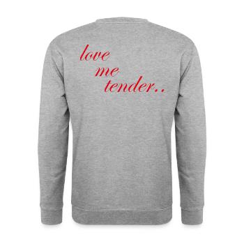 love me tender design oldschool retro song vintage - Unisex Pullover - Weißgrau meliert - Hinten - Michal (187cm)