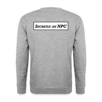 Heimlich ein NPC - Unisex Pullover - Weißgrau meliert - Hinten - Michal (187cm)