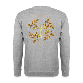 Gold Edition No. 1 | Spread the Gospel! - Unisex Sweatshirt - salt & pepper - Back - Michal (187cm)