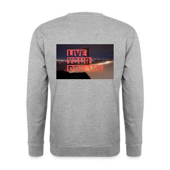 Lebe deine Träume cool - Unisex Pullover - Weißgrau meliert - Hinten - Michal (187cm)