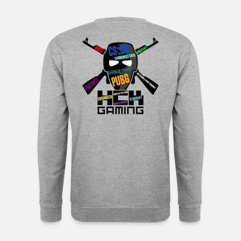 Hck-Gaming Official Tshirt front Design - Unisex Pullover - Weißgrau meliert
