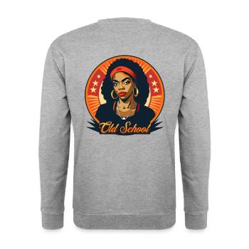 Nice Retro vintage Design im 90er Jahre styl. - Unisex Pullover - Weißgrau meliert - Hinten - Michal (187cm)
