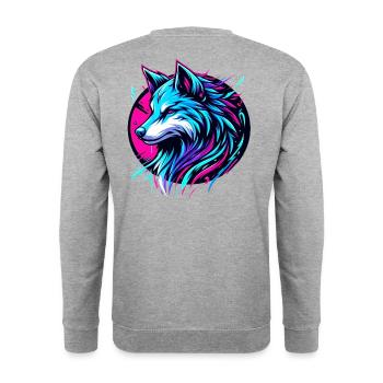 Dreamy Wolf Retro Design - Unisex Pullover - Weißgrau meliert - Hinten - Michal (187cm)
