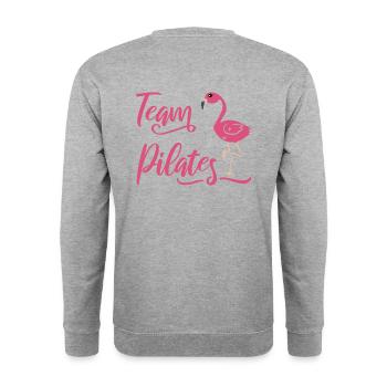 Team Pilates Shirt Flamingo Gift Yoga Sport - Unisex Sweatshirt - salt & pepper - Back - Michal (187cm)