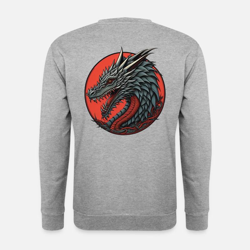 Farbiger Drache - Unisex Pullover - Weißgrau meliert