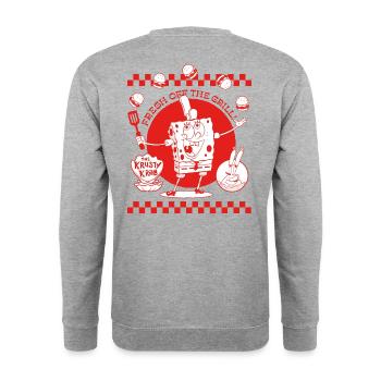 Bob l'Éponge Design Rouge Et Blanc - Sweat-shirt Unisexe - gris chiné - Dos - Michal (187cm)