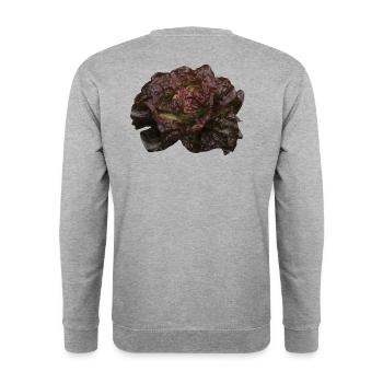 Tête de laitue rouge - Sweat-shirt Unisexe - gris chiné - Dos - Michal (187cm)