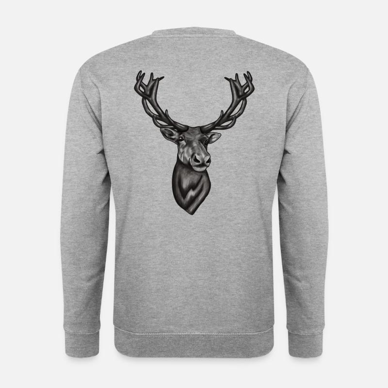 Weihnachtsgeschenk Rentier Hirsch - Unisex Pullover - Weißgrau meliert