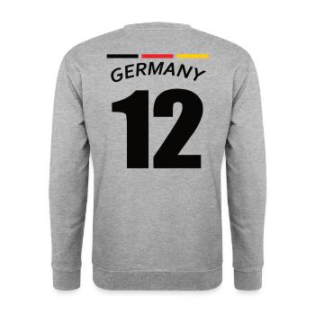 Deutschland Trikot T-Shirt 2024 - Unisex Pullover - Weißgrau meliert - Hinten - Michal (187cm)