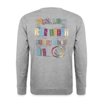 Wenn du das liest bist du hinter mir - Unisex Pullover - Weißgrau meliert - Hinten - Michal (187cm)