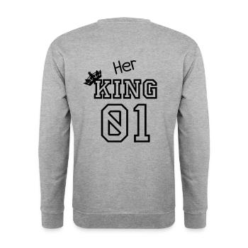 Her KING 01 - Unisex Pullover - Weißgrau meliert - Hinten - Michal (187cm)