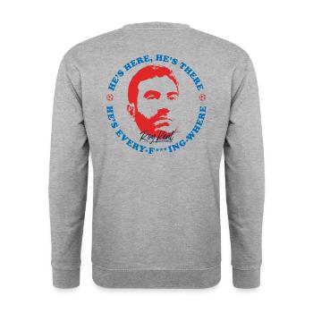Ted Lasso Logo Und Schriftzug Mit Roy Kent - Unisex Pullover - Weißgrau meliert - Hinten - Michal (187cm)