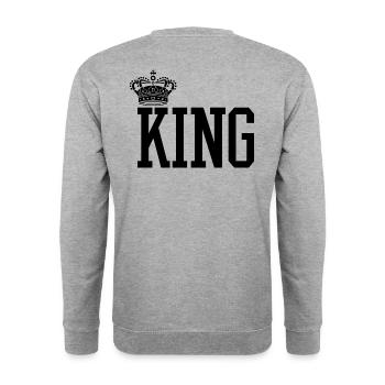 King - Idée de cadeau queen - Sweat-shirt Unisexe - gris chiné - Dos - Michal (187cm)