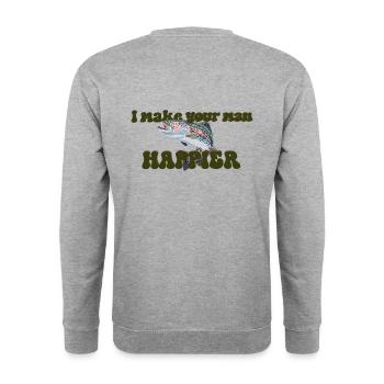 La truite Pick me - Sweat-shirt Unisexe - gris chiné - Dos - Michal (187cm)