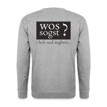 Wos sogst? Bayrisch! - Unisex Pullover - Weißgrau meliert - Hinten - Michal (187cm)
