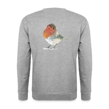 Rotkehlchen im Schnee - Unisex Pullover - Weißgrau meliert - Hinten - Michal (187cm)