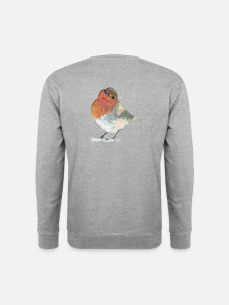 Rotkehlchen im Schnee - Unisex Pullover - Weißgrau meliert