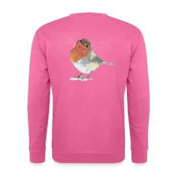 Rotkehlchen im Schnee - Unisex Pullover - Pink - Hinten