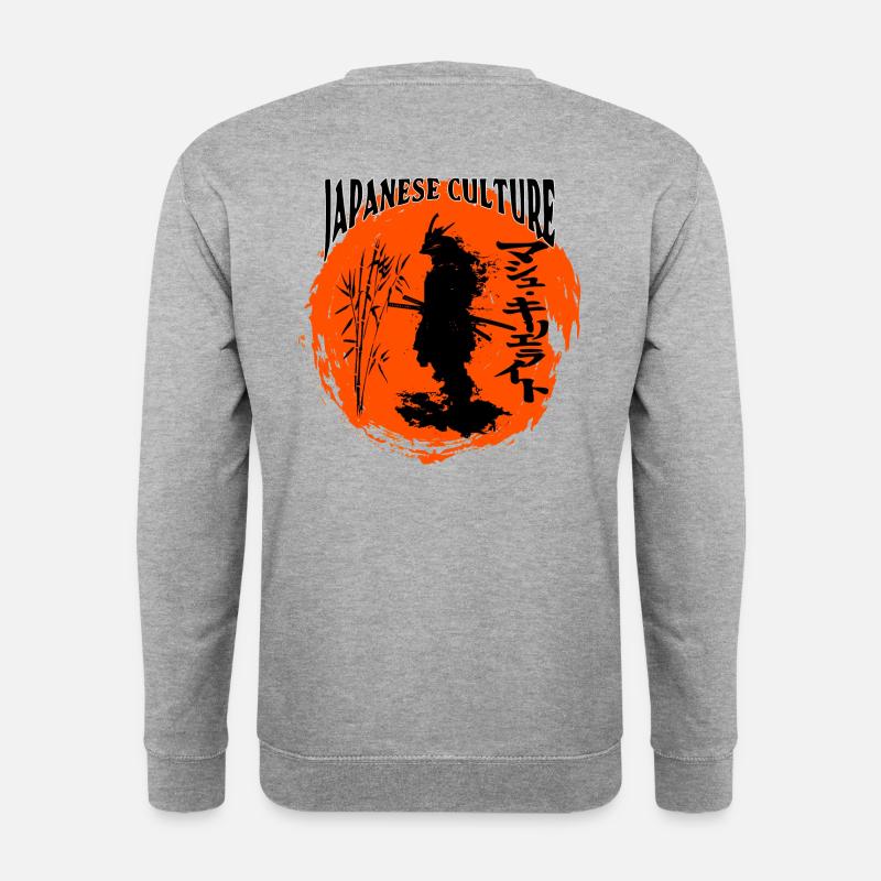 Samurai Krieger Ninja Japan Sonne - Unisex Pullover - Weißgrau meliert