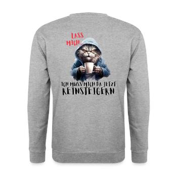 Lass mich... - Unisex Pullover - Weißgrau meliert - Hinten - Michal (187cm)