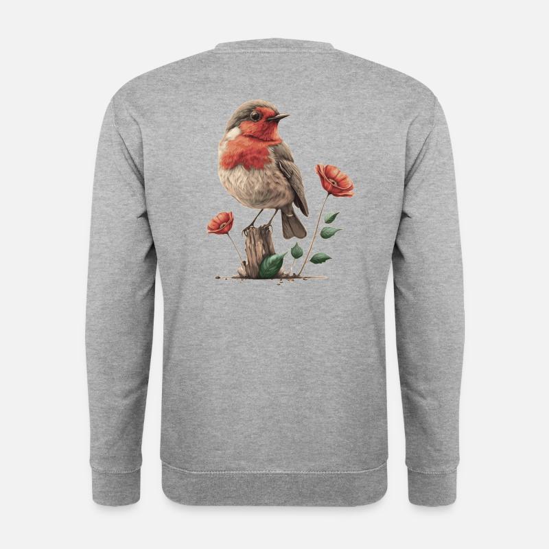 Rotkehlchen - Unisex Pullover - Weißgrau meliert