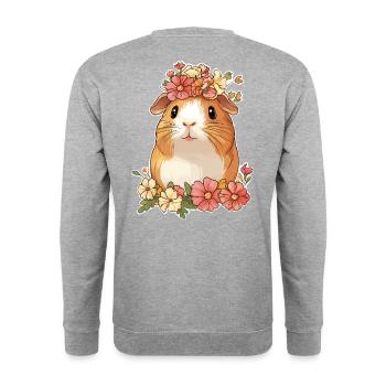 Guinea pig with flowers - Unisex Sweatshirt - salt & pepper - Back - Michal (187cm)