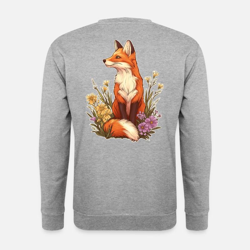 Fox with flowers and blossoms - Unisex Sweatshirt - salt & pepper