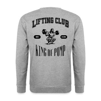 Lifting Club Jesus PRAY FOR PUMP - Unisex Sweatshirt - salt & pepper - Back - Michal (187cm)