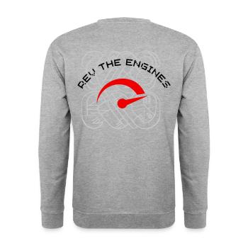REV THE ENGINE - Unisex Pullover - Weißgrau meliert - Hinten - Michal (187cm)