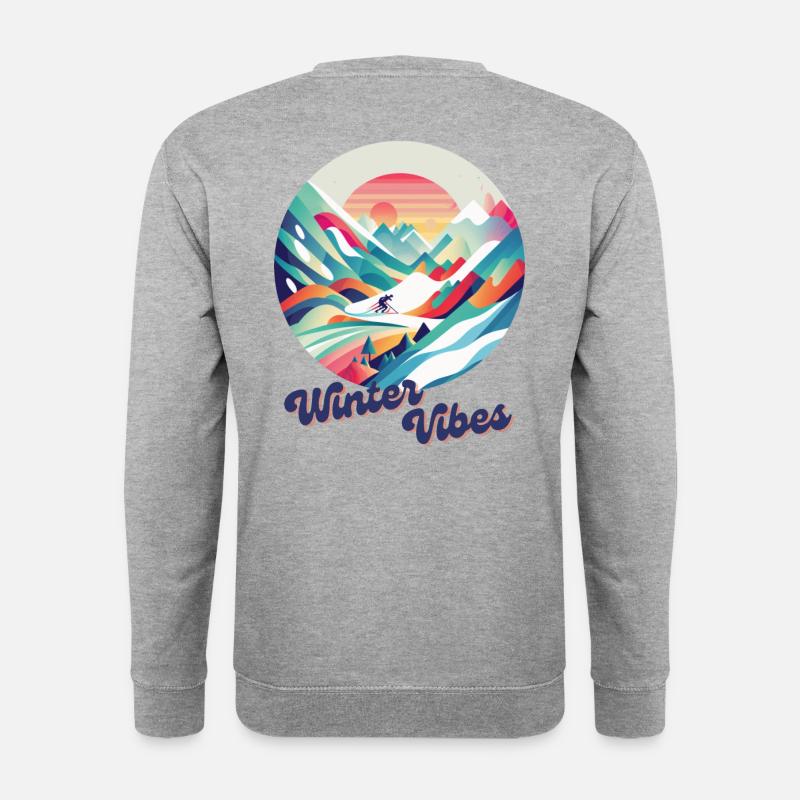 Winter Vibes | Winter | Skifahren | Illustration - Unisex Pullover - Weißgrau meliert