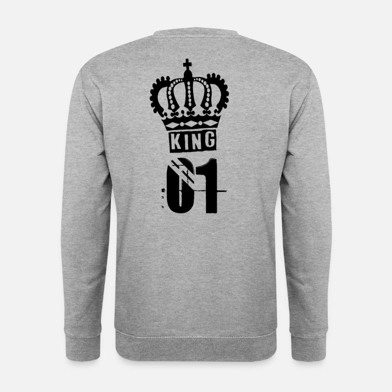 KING - Unisex Pullover - Weißgrau meliert