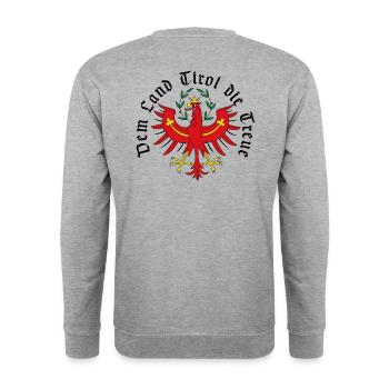 Dem Land Tirol die Treue_schwarz - Unisex Pullover - Weißgrau meliert - Hinten - Michal (187cm)