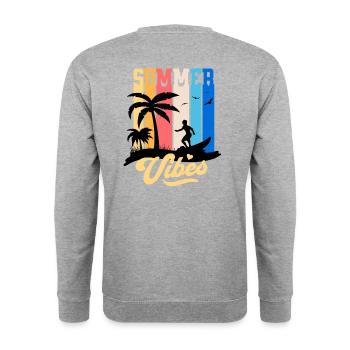 Summer Vibes Beach and Surf - Unisex Pullover - Weißgrau meliert - Hinten - Michal (187cm)