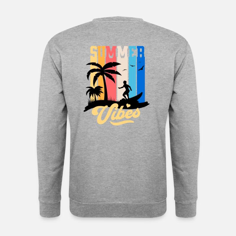 Summer Vibes Beach and Surf - Unisex Pullover - Weißgrau meliert