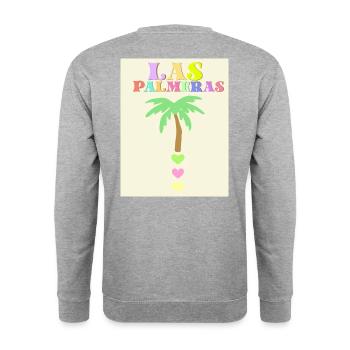 Pastellfarbene Palme - Unisex Pullover - Weißgrau meliert - Hinten - Michal (187cm)