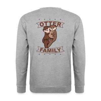 Otter Family, Kinder. Geschenk, Geschenkidee - Unisex Pullover - Weißgrau meliert - Hinten - Michal (187cm)