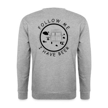FOLLOW ME I HAVE BEER - Unisex Sweatshirt - salt & pepper - Back - Michal (187cm)