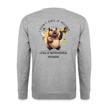 Je ne crie pas, je motive juste ! - Sweat-shirt Unisexe - gris chiné - Dos - Michal (187cm)