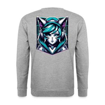 Headphone Catgirl - Unisex Sweatshirt - salt & pepper - Back - Michal (187cm)