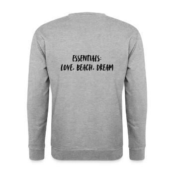 Essentials: love, beach, dream. - Unisex Pullover - Weißgrau meliert - Hinten - Michal (187cm)