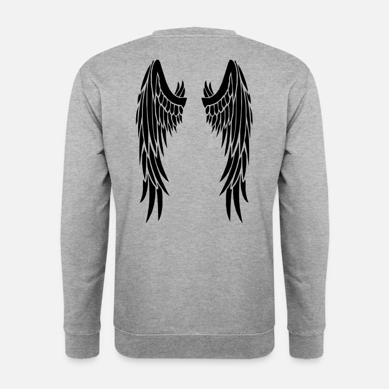 schwarze Flügel - Unisex Pullover - Weißgrau meliert