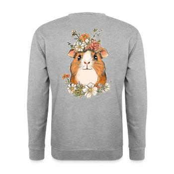 Guinea pig with flowers - Unisex Sweatshirt - salt & pepper - Back - Michal (187cm)