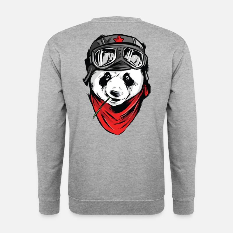 Panda Pilot - Unisex Pullover - Weißgrau meliert